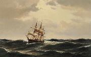 Carl Bille A ship in stormy waters USA oil painting artist
